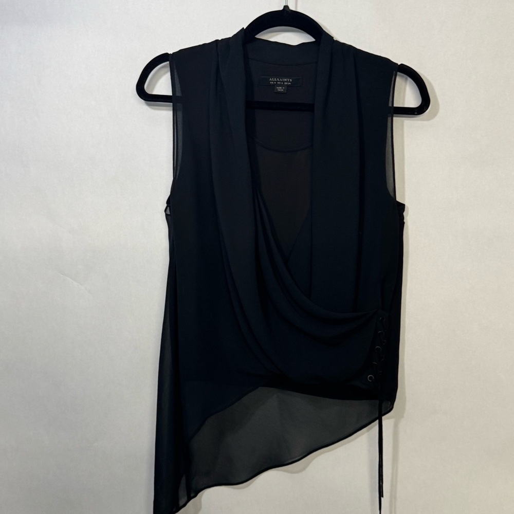 All Saints Ali Lace Top, Black Sleeveless Tank Size US 4